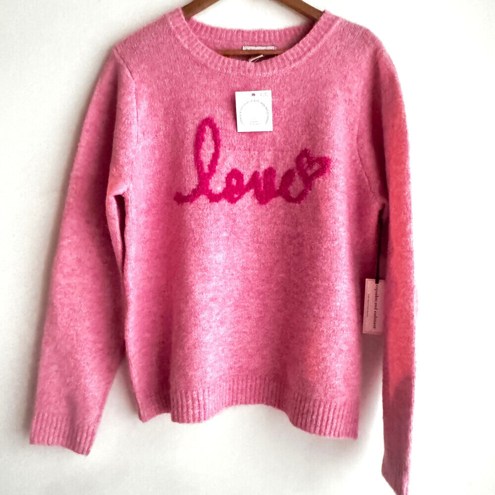 Cupcakes and Cashmere Pink "Love" Super Soft Sweater XL